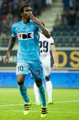 Gent s Renato Neto celebrate after scoring during the first leg match of the third qualifying round between Belgian first league soccer team KAA Gent and Romania s FC Viitorul Constanta in the Europa League competition, on Thursday 28 July 2016, in Gent. JASPERxJACOBS  x04899983x