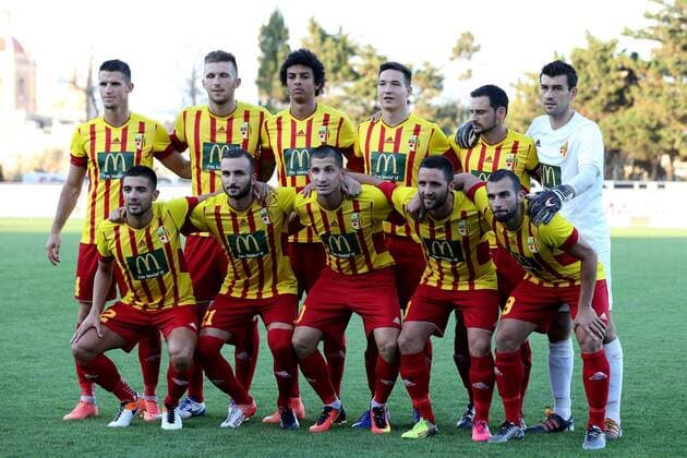 28 07 2016 Hibernians Stadium, Paola, Malta UEFA Europa League Third Qualifying Round, First Leg Birkirkara FC (Malta) v FC Krasnodar (Russia) Birkirkara FC line up before the UEFA Europa League, third qualifying round, first leg match between Birkirkar and Krasnodar of Russia. Birkirkara FC v Krasnodar - UEFA Europa League 2016 17 BKR_KRA_UEL_16_17