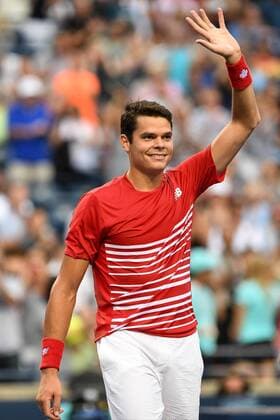 July 28, 2016: Milos Raonic of Canada celebrates his win against Jared Donaldson or the United States Jared Donaldson after their third round match of the Rogers Cup tournament at the Aviva Centre in Toronto, Ontario, Canada on July 28, 2016. Cal Media TENNIS 2016 - Rogers Cup Toronto July 28 - ZUMAc04_