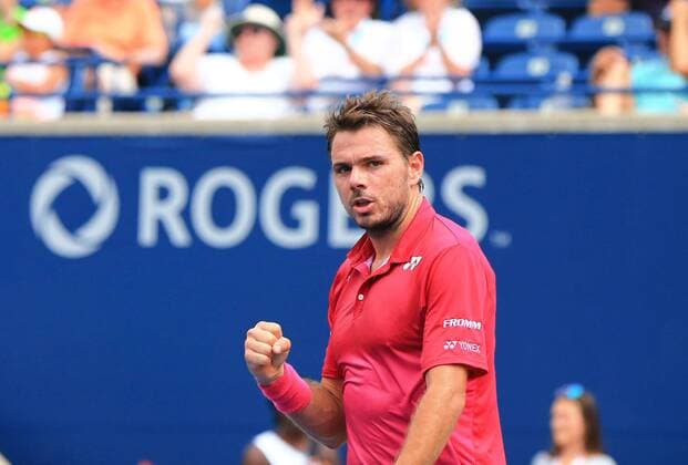(160729) -- TORONTO, July 29, 2016 -- Stan Wawrinka of Switzerland celebrates victory after the third round of men s singles match against Jack Sock of the United States at the 2016 Rogers Cup in Toronto, Canada, July 28, 2016. Stan Wawrinka won 2-0. )(hcs) (SP)CANADA-TORONTO-TENNIS-ROGERS CUP-MEN S SINGLES ZouxZheng 