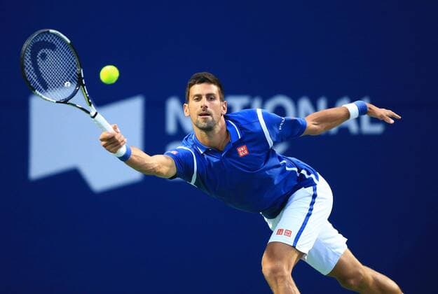 (160729) -- TORONTO, July 29, 2016 -- Novak Djokovic of Serbia returns the ball against Radek Stepanek of the Czech Republic during their third round of men s singles match at the 2016 Rogers Cup in Toronto, Canada, July 28, 2016. Novak Djokovic won 2-0. ) (SP)CANADA-TORONTO-TENNIS-ROGERS CUP-MEN S SINGLES ZouxZheng 