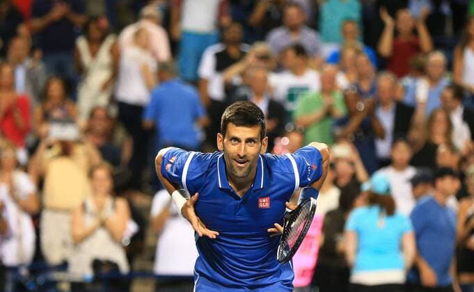 (160729) -- TORONTO, July 29, 2016 -- Novak Djokovic of Serbia celebrates after the third round of men s singles match against Radek Stepanek of the Czech Republic at the 2016 Rogers Cup in Toronto, Canada, July 28, 2016. Novak Djokovic won 2-0. ) (SP)CANADA-TORONTO-TENNIS-ROGERS CUP-MEN S SINGLES ZouxZheng 