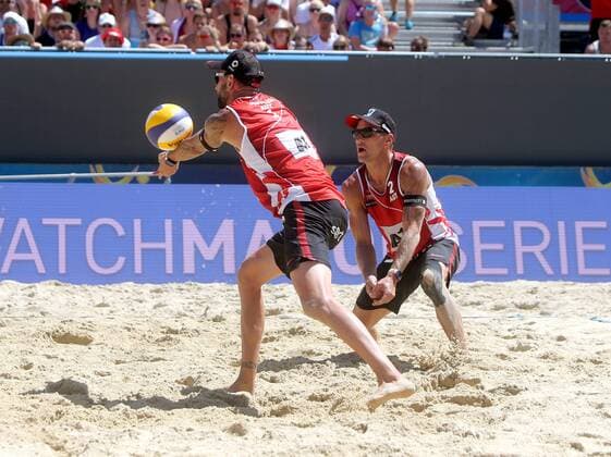 Beachvolleyball. Beach volleyball Beachvolleyball Major Series. Clemens DOPPLER, Alexander HORST (AUT). Klagenfurt, 29.7.2016.