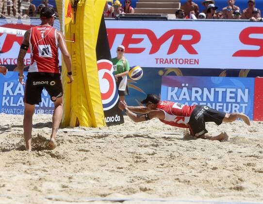 Beachvolleyball. Beach volleyball Beachvolleyball Major Series. Clemens DOPPLER, Alexander HORST (AUT). Klagenfurt, 29.7.2016.