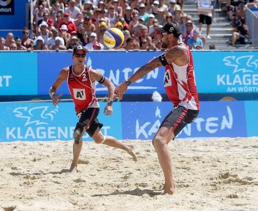 Beachvolleyball. Beach volleyball Beachvolleyball Major Series. Clemens DOPPLER, Alexander HORST (AUT). Klagenfurt, 29.7.2016.