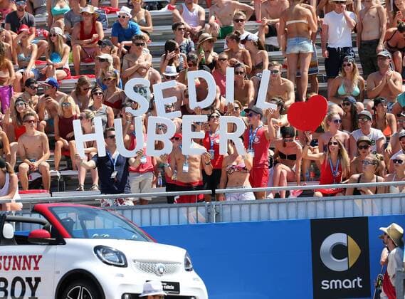 Beachvolleyball. Beach volleyball Beachvolleyball Major Series. Fans. Klagenfurt, 29.7.2016.