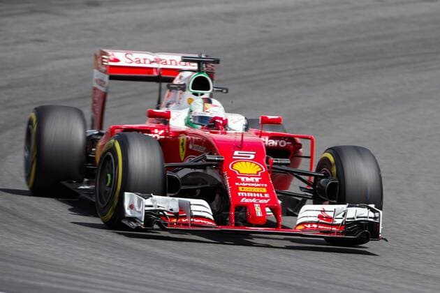 Sebastian Vettel (Scuderia Ferrari) in der Sachskurve, Grosser Preis von Deutschland 2016, 1. freies Training, Motorsport, Formel 1, 29.07.2016, Copyright: Neis Eibner-Pressefoto EP_ANS