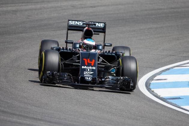 Fernando Alonso (McLaren Honda) in der Sachskurve, Grosser Preis von Deutschland 2016, 1. freies Training, Motorsport, Formel 1, 29.07.2016, Copyright: Neis Eibner-Pressefoto EP_ANS