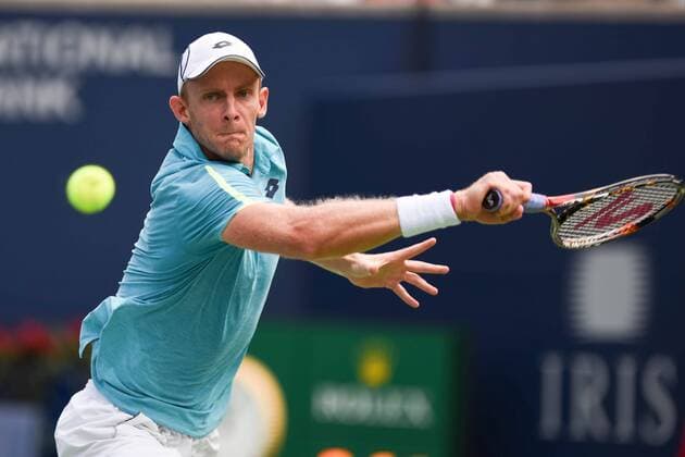 July 29, 2016: Kevin Anderson of South Africa returns the ball to Stan Wawrinka of Switzerland during their quarter finals match of the Rogers Cup tournament at the Aviva Centre in Toronto, Ontario, Canada on July 29, 2016. Cal Media TENNIS 2016 - Rogers Cup Toronto July 29 - ZUMAc04_