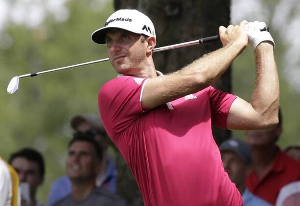 Dustin Johnson hits his tee shot on the 9th hole in the second round at the PGA Golf Herren Championship at Baltusrol Golf Club in Springfield, New Jersey on July 29, 2016.  PGA20160729102 JOHNxANGELILLO