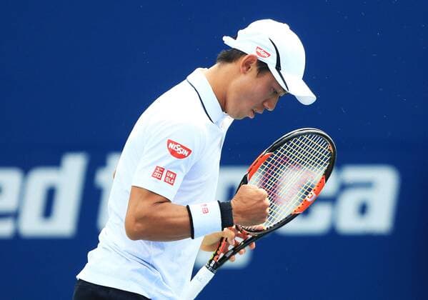 (160729) -- TORONTO, July 29, 2016 -- Kei Nishikori of Japan celebrates scoring during the quarterfinal match of men s singles against Grigor Dimitrov of Bulgaria at the 2016 Rogers Cup in Toronto, Canada, July 29, 2016. Kei Nishikori won 2-1. ) (xr) (SP)CANADA-TORONTO-TENNIS-ROGERS CUP-MEN S SINGLES ZouxZheng 