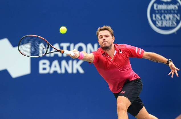 (160729) -- TORONTO, July 29, 2016 -- Stan Wawrinka of Switzerland returns the ball against Kevin Anderson of South Africa during their quarterfinal match of men s singles at the 2016 Rogers Cup in Toronto, Canada, July 29, 2016. Stan Wawrinka won 2-0. ) (xr) (SP)CANADA-TORONTO-TENNIS-ROGERS CUP-MEN S SINGLES ZouxZheng 