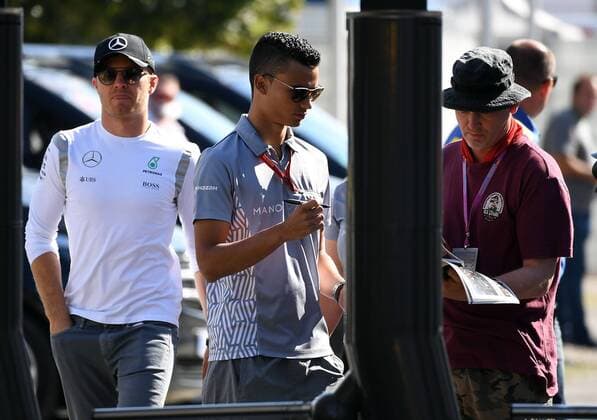 30.07.2016, xjhx, Formel 1 Grand Prix von Deutschland Freies Training, emspor, v.l. Nico Rosberg (Mercedes AMG Petronas Formula One Team), Pascal Wehrlein (Manor Racing) Hockenheim