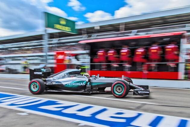 Lewis Hamilton (Mercedes AMG Petronas Formula One Team) faehrt aus der Box, Grosser Preis von Deutschland 2016, 3. freies Training, Motorsport, Formel 1, 30.07.2016, Copyright: Neisx Eibner-Pressefoto EP_ans