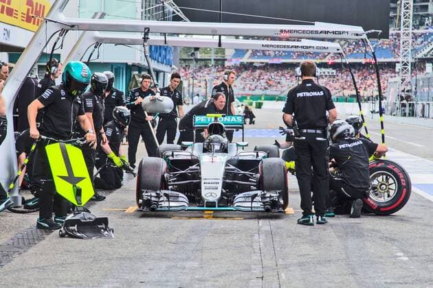 Nico Rosberg (Mercedes AMG Petronas Formula One Team) steht im Auto vor der Box, Grosser Preis von Deutschland 2016, 3. freies Training, Motorsport, Formel 1, 30.07.2016, Copyright: Neisx Eibner-Pressefoto EP_ans