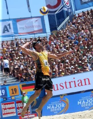 Beachvolleyball. Beach volleyball Beachvolleyball Major Series. Jonathan ERDMANN, (GER). Klagenfurt, 30.7.2016.