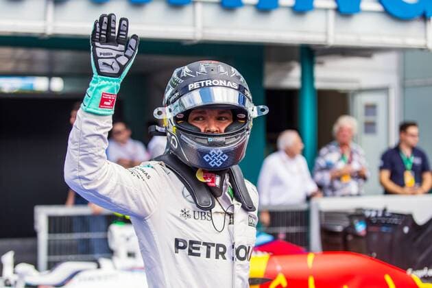 Nico Rosberg (Mercedes AMG Petronas Formula One Team) bejubelt seine Pole Position, Grosser Preis von Deutschland 2016, Qualifikation, Motorsport, Formel 1, 30.07.2016, Copyright: Neis Eibner-Pressefoto EP_ANS
