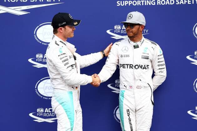 Themen der Woche SPORT Bilder des Tages - SPORT German Grand Prix, Hockenheimring 28 - 31 July 2016 30.07.2016 - Qualifying, Nico Rosberg (GER) Mercedes AMG F1 W07 Hybrid pole position and 2nd position Lewis Hamilton (GBR) Mercedes AMG F1 W07 Hybrid 