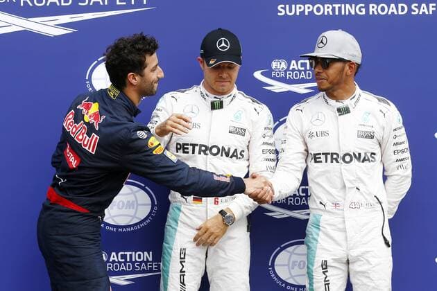 Motorsports: FIA Formula One World Championship WM Weltmeisterschaft 2016, Grand Prix of Germany, 3 Daniel Ricciardo (AUS, Red Bull Racing), 6 Nico Rosberg (GER, Mercedes AMG Petronas Formula One Team), 44 Lewis Hamilton (GBR, Mercedes AMG Petronas Formula One Team), xHOCHxZWEIx