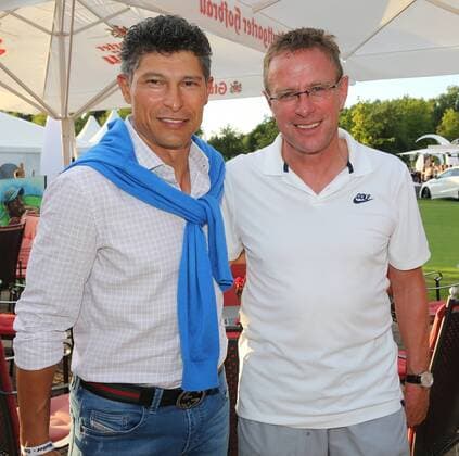 Bilder des Tages - SPORT Golf Noller-Cup 2016 30.07.2016 Deutschland Golf Noller-Cup beim Golfclub Marhördt mit dabei v. li. Krasimir Balakov Ex VFB Stuttgart Profi ( HCP 6,5) Ralf Rangnick ( HCP 19.5) Sportdirektor RB Leipzig Fußball Bundesliga.