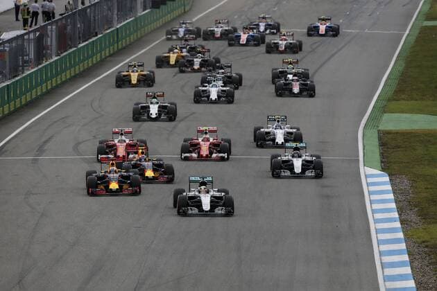 July 31, 2016 - Hockenheim, Germany - LEWIS HAMILTON of Great Britain and Mercedes AMG Petronas F1 Team takes the lead at the start of the 2016 Formula 1 German Grand Prix at the Hockenheimring, in Hockenheim, Germany. F1 2016 - German Grand Prix - Hamilton wins - ZUMAg147