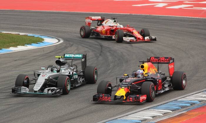 Nico Rosberg; Mercedes Grand Prix, Daniel Ricciardo, Red Bull Racing, Sebastian Vettel, Scuderia Ferrari, formula 1 GP, Germany in Hockenheim, 31.07.2016 Photo:mspb Jackie Weiss Nico Rosberg; Daniel Ricciardo, Sebastian Vettel, formula 1 GP, Germany