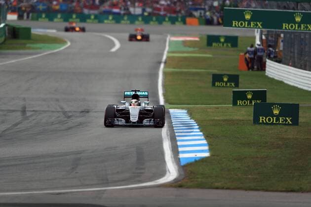 31.07.2016. Hockenheim, Germany. Lewis Hamilton takes a lead in the race German Formula Grand Prix in the Hockenheimring in Hockenheim, Germany, 31 July 2016. xLeannexBoonx  ActionPlus11766971