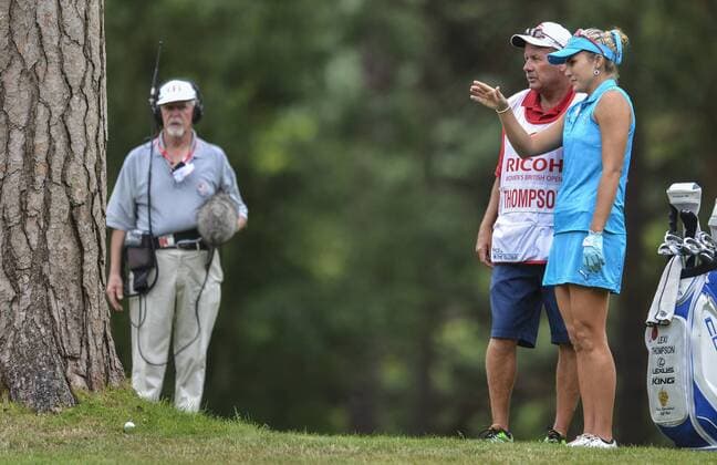 31.07.2016. Woburn Golf Course, Milton Keynes, England. Ricoh Womens Open Golf, final round. Lexi Thompson (USA) and her caddy look for a route around a tree on the 7th. xAndrewxThompsonx  ActionPlus11767074
