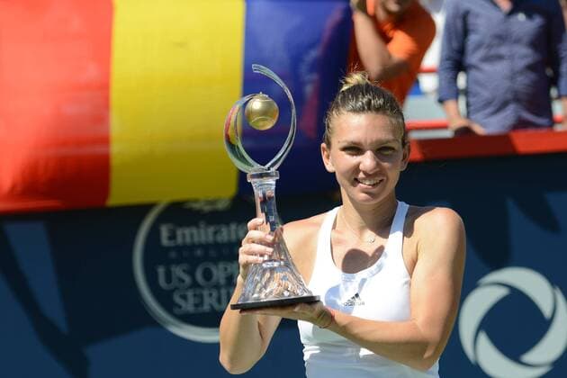 July 31, 2016 - Montreal, Canada - SIMONA HALEP of Romania poses with her trophy after winning the Rogers Cup Tennis Tournament. Tennis 2016 - Rogers Cup - Day 7 - ZUMAl132