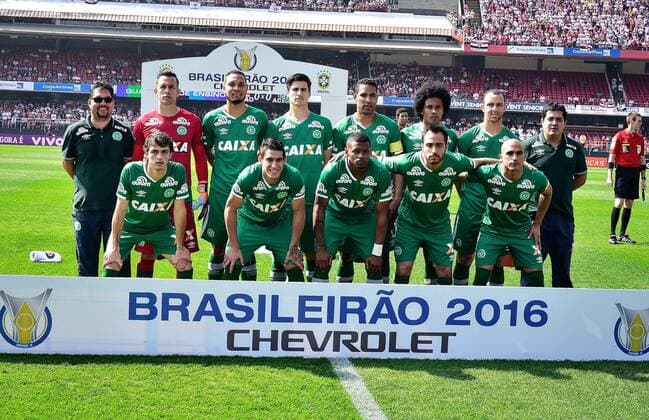 S?o Paulo X Chapecoense Time posed the Chapecoense before S?o Paulo X Chapecoense held at the Estadio do Morumbi in Sao Paulo, SP. x1168657x  AlexandrexBattibugli
