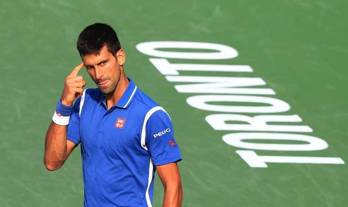 Bilder des Tages - Sport (160801) -- TORONTO, Aug. 1, 2016 -- Novak Djokovic of Serbia reacts during the final match of men s singles against Kei Nishikori of Japan at the 2016 Rogers Cup in Toronto, Canada, July 31, 2016. Novak Djokovic won 2-0 and claimed the title. ) (SP)CANADA-TORONTO-TENNIS-ROGERS CUP-MEN S SINGLES-FINAL ZouxZheng 
