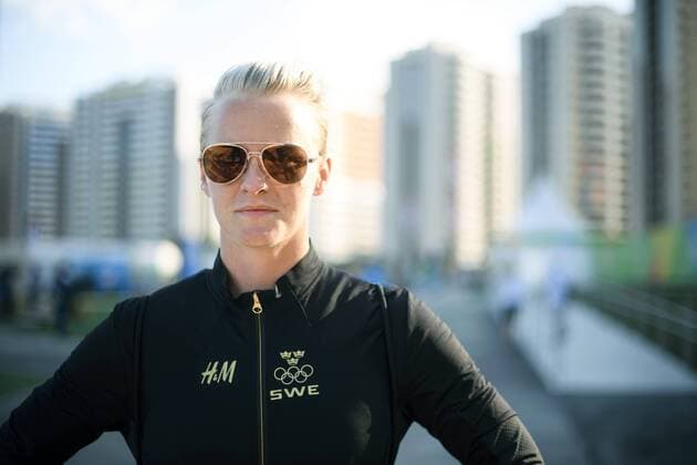 Rio 2016, Fußball, Shooting mit schwedischem Damen-Team 160801 Sveriges Nilla Fischer poserar för ett porträtt pa en pressträff med det svenska damlandslaget i fotboll den 1 augusti 2016 under OS i Rio de Janeiro.  Copyright: CARLxSANDIN BB160801CS030