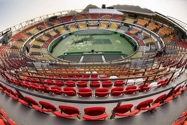 Rio 2016, Tennis, letzte Vorbereitungen im Olympischen Tenniszentrum Interiör Olympic Tennis Center den 1 augusti 2016 inför OS i Rio de Janeiro.  Copyright: PETTERxARVIDSON BB160801PA013
