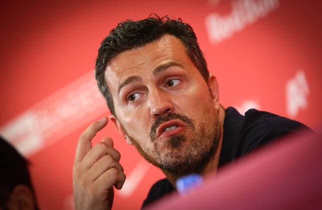 SOCCER - UEFA CL quali, RBS vs Tirana SALZBURG,AUSTRIA,02.AUG.16 - SOCCER - UEFA Champions League, qualifiers, Red Bull Salzburg vs FK Partizani Tirana, press confernce. Image shows head coach Oscar Garcia (RBS). GEPAxpictures xFelixxRoittner