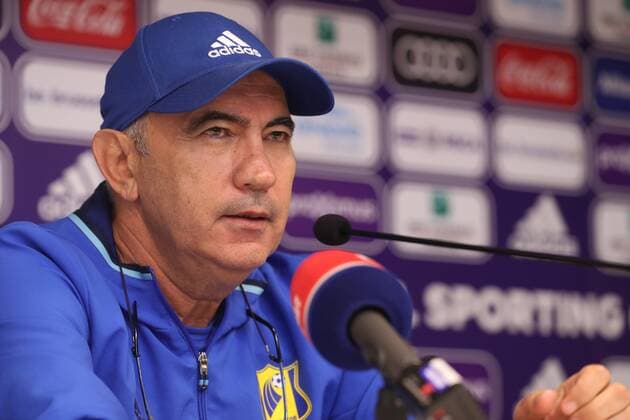 Rostov s head coach Kurban Berdyev pictured during a press conference PK Pressekonferenz of Russian soccer team FC Rostov in Brussels, Tuesday 02 August 2016. Tomorrow Rostov is playing the return leg of the third qualification round for the Champions League competition against Belgian first league team RSC Anderlecht. The first leg ended in a 2-2 draw. VIRGINIExLEFOUR  x04902269x