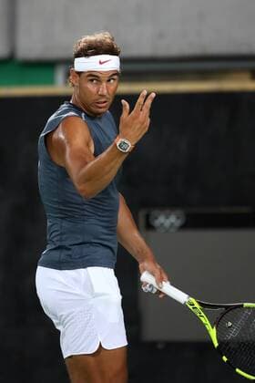 Rio 2016, Tennis, Training Rafael Nadal Spanish tennis player Rafael Nadal in action during a training session at the Tennis Center, prior to the start of the Olympic Games Olympische Spiele Olympia OS next 5 August, in Rio de Janeiro, Brazil, 2 August 2016. EFE Jose Mendez RAFAEL NADAL S TRAINING SESSION !ACHTUNG: NUR REDAKTIONELLE NUTZUNG!  RIO006 20160802-636057763437372281