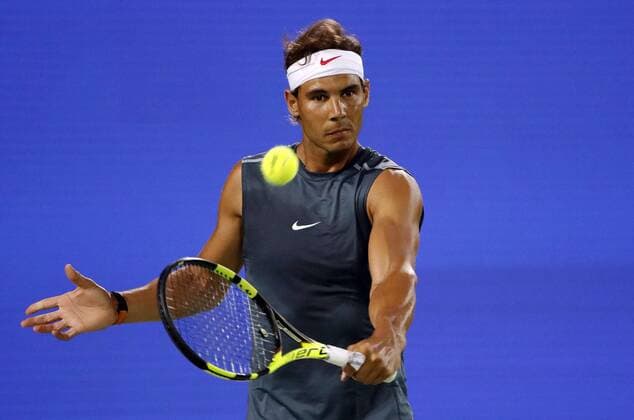Rio 2016, Tennis, Training Rafael Nadal Spanish tennis player Rafael Nadal in action during a training session at the Tennis Center, prior to the start of the Olympic Games Olympische Spiele Olympia OS next 5 August, in Rio de Janeiro, Brazil, 2 August 2016. RAFAEL NADAL S TRAINING SESSION !ACHTUNG: NUR REDAKTIONELLE NUTZUNG!  RIO027 20160802-636057782979180281