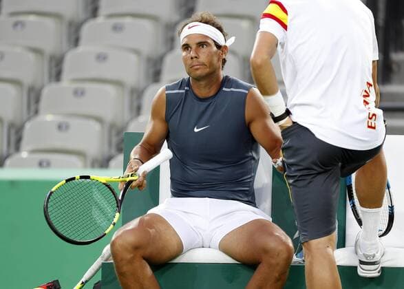 Rio 2016, Tennis, Training Rafael Nadal Spanish tennis player Rafael Nadal during a training session at the Tennis Center, prior to the start of the Olympic Games Olympische Spiele Olympia OS next 5 August, in Rio de Janeiro, Brazil, 2 August 2016. RAFAEL NADAL S TRAINING SESSION !ACHTUNG: NUR REDAKTIONELLE NUTZUNG!  RIO034 20160802-636057783729228281