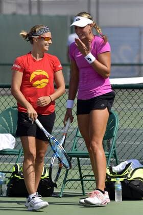 Flipkens Kirsten of Belgium and Wickmayer Yanina of Belgium during Tennis during Tennis training before the Rio 2016 Summer Olympic Games Olympische Spiele Olympia OS on August 02, 2016 in Rio de Janeiro, Brazil. TENNIS : Entrainement equipe de belgique - JO de Rio 2016 - 02 08 2016 Photonews Panoramic  595884333