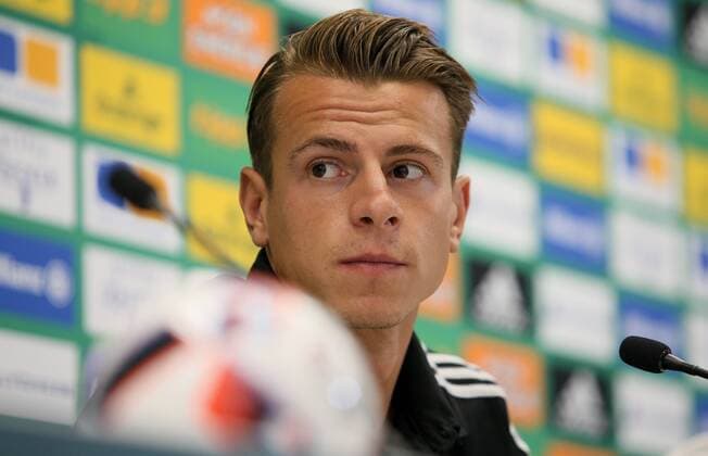SOCCER - EL quali, Rapid vs Zhodino VIENNA,AUSTRIA,03.AUG.16 - SOCCER - UEFA Europa League, qualification, SK Rapid Wien vs FC Torpedo Zhodino, preview, press conference PK Pressekonferenz Rapid. Image shows Stefan Schwab (Rapid). Keywords: Wien Energie. GEPAxpictures xMarioxKneisl