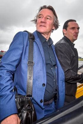 Genk s general director Patrick Janssens and Genk s technical director Dimitri De Conde pictured at the departure of Belgian first league soccer team KRC Genk, in Maastricht airport, on their way to Cork, Ireland, Wednesday 03 August 2016. Tomorrow Genk is playing the return leg of the third qualifying round in the Europa League competition against Ireland s Cork City F.C.. First leg result was 1-0 for Genk. LUCxCLAESSEN  x04902470x