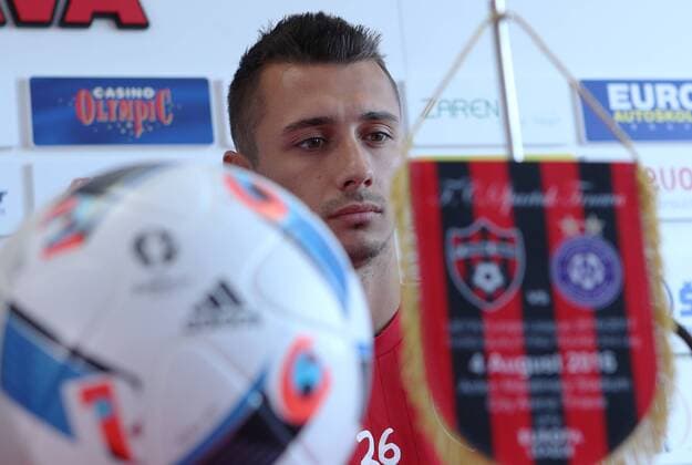 SOCCER - EL quali, Trnava vs A.Wien TRNAVA,SLOVAKIA,03.AUG.16 - SOCCER - UEFA Europa League, qualification, FC Spartak Trnava vs FK Austria Wien, preview, press conference PK Pressekonferenz Trnava. Image shows Ivan Schranz (Spartak Trnava). GEPAxpictures xChristianxOrt