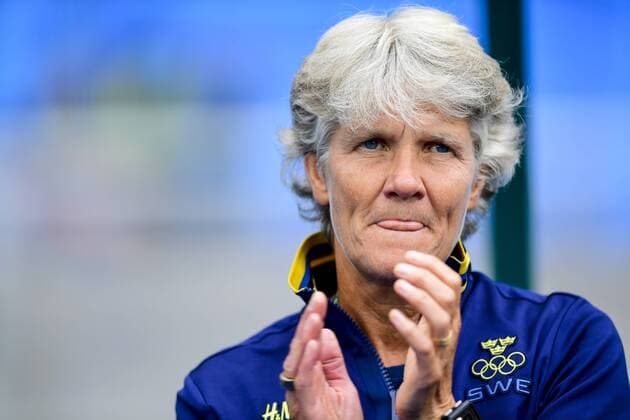 160803 Schwedens Nationaltrainerin Pia Sundhage - Fussball Nationalteam Damen Frauenfussball - Schweden - Südafrika - 3 augusti 2016 OS i Rio de Janeiro.  Copyright: PETTERxARVIDSON BB160803PA016