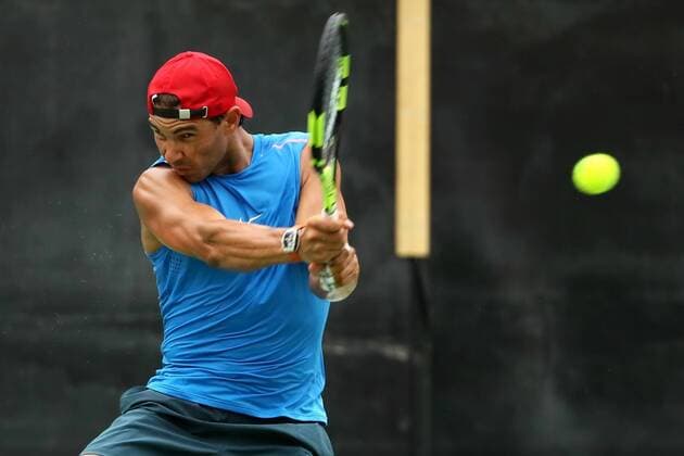 Spanish tennis player Rafa Nadal is seen during a training session at the Tennis Center in Rio de Janeiro, Brazil, on 03 August 2016. Rio 2016 Olympic Games Olympische Spiele Olympia OS take place from 05 to 21 August. EFE Jose Mendez RAFA NADAL TRAINING SESSION !ACHTUNG: NUR REDAKTIONELLE NUTZUNG!  20160803-636058456963213504
