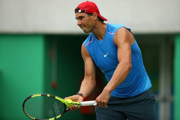 Spanish tennis player Rafa Nadal is seen during a training session at the Tennis Center in Rio de Janeiro, Brazil, on 03 August 2016. Rio 2016 Olympic Games Olympische Spiele Olympia OS take place from 05 to 21 August. EFE Jose Mendez RAFA NADAL TRAINING SESSION !ACHTUNG: NUR REDAKTIONELLE NUTZUNG!  20160803-636058457059309504