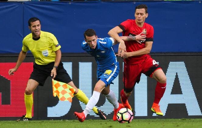 SOCCER - UEFA EL quali, Liberec vs Admira LIBEREC,CZECH REPUBLIC,03.AUG.16 - SOCCER - UEFA Europa League, qualification, Slovan Liberec vs FC Admira Wacker Moedling. Image shows Jan Sykora (Liberec) and Stephan Zwierschitz (Admira). GEPAxpictures xPhilippxBrem