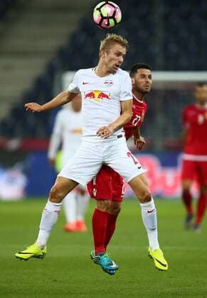 SOCCER - UEFA CL quali, RBS vs Tirana SALZBURG,AUSTRIA,03.AUG.16 - SOCCER - UEFA Champions League, qualification, Red Bull Salzburg vs FK Partizani Tirana. Image shows Konrad Laimer (RBS) and Agustin Torassa (Tirana). GEPAxpictures xFelixxRoittner