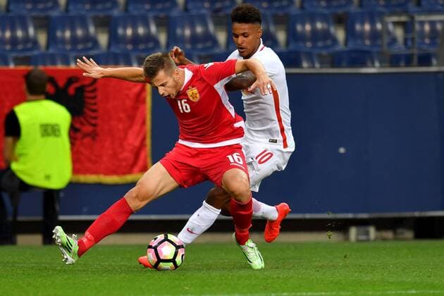 SOCCER - UEFA CL quali, RBS vs Tirana SALZBURG,AUSTRIA,03.AUG.16 - SOCCER - UEFA Champions League, qualification, Red Bull Salzburg vs FK Partizani Tirana. Image shows Ylber Ramadani (Tirana) and Valentino Lazaro (RBS). GEPAxpictures xFlorianxErtl