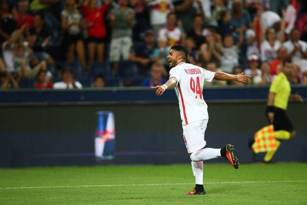 SOCCER - UEFA CL quali, RBS vs Tirana SALZBURG,AUSTRIA,03.AUG.16 - SOCCER - UEFA Champions League, qualification, Red Bull Salzburg vs FK Partizani Tirana. Image shows the rejoicing of Maciel Wanderson (RBS). GEPAxpictures xFelixxRoittner
