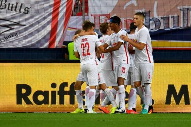 SOCCER - UEFA CL quali, RBS vs Tirana SALZBURG,AUSTRIA,03.AUG.16 - SOCCER - UEFA Champions League, qualification, Red Bull Salzburg vs FK Partizani Tirana. Image shows the rejoicing of RBS. GEPAxpictures xFlorianxErtl